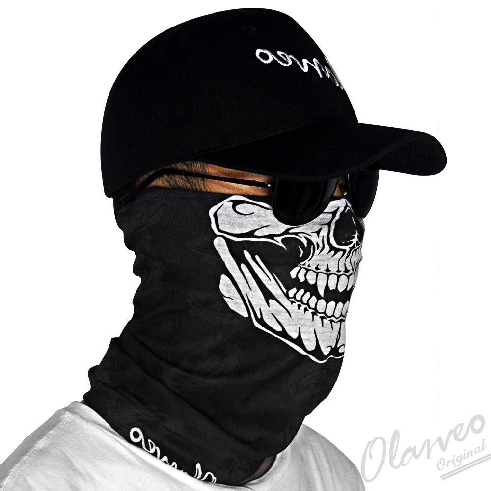 Olarveo Breathable Seamless Tube Skull Face Mask Half Windproof Motorcycle Bicycle Face Mask (M-Color-5)